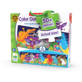 Puzzle lung de podea Dinozauri colorati cu peste 50 de piese 152.4 cm lungime 3-6 ani
